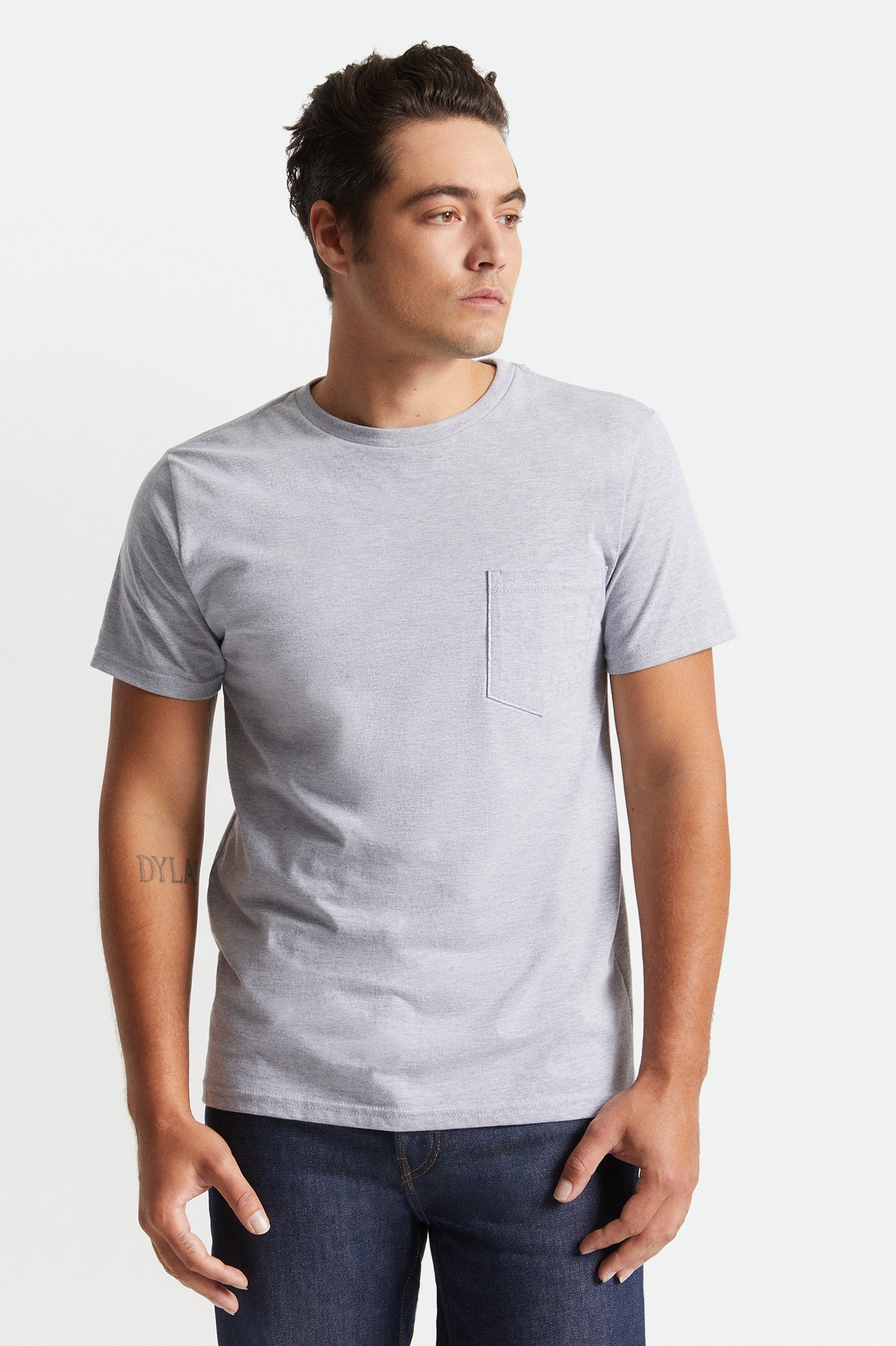 Tops Brixton Basic S/S Pocket Hombre Gris | 931056ODA