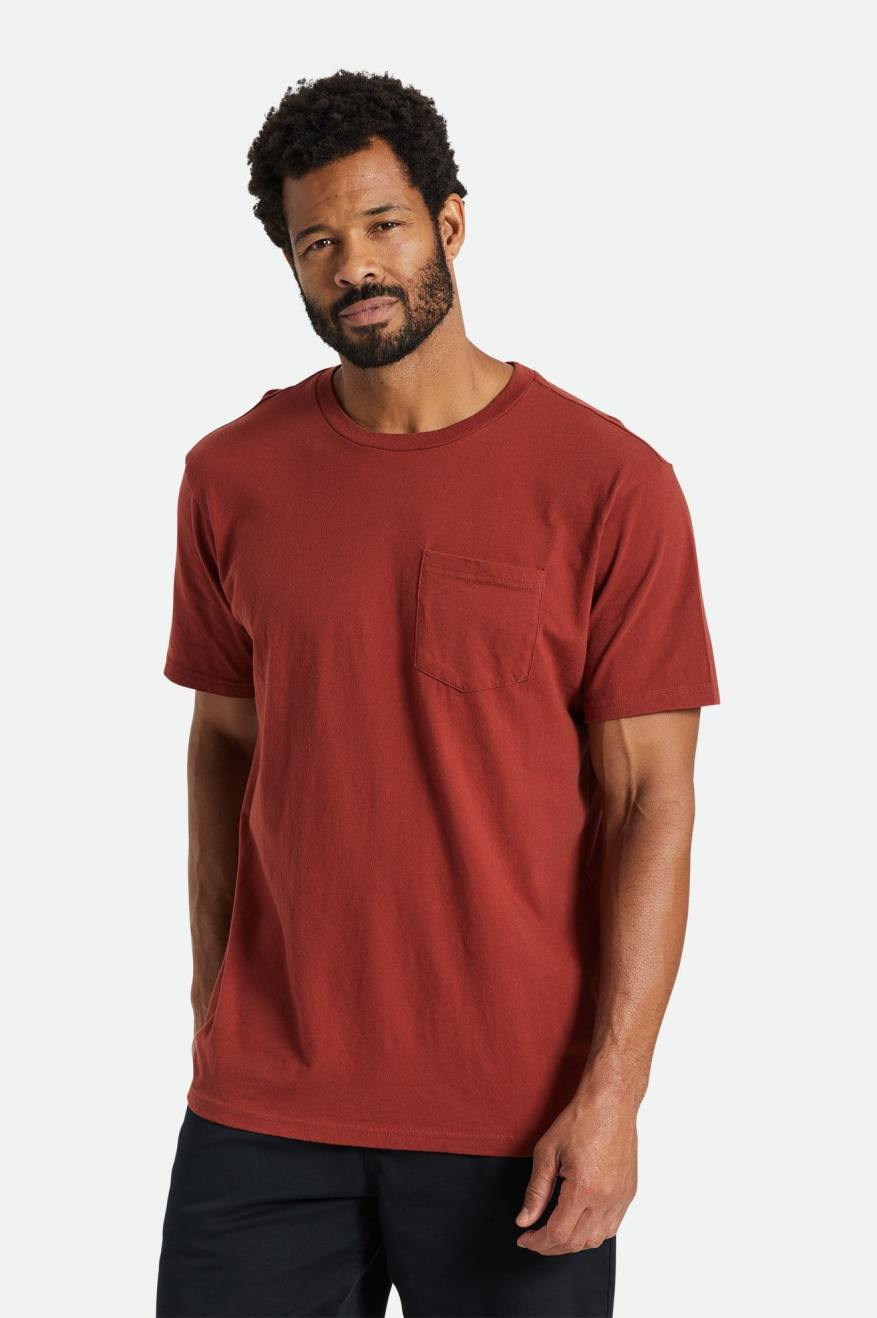 Tops Brixton Basic S/S Pocket Hombre Rojas | 806147QNF