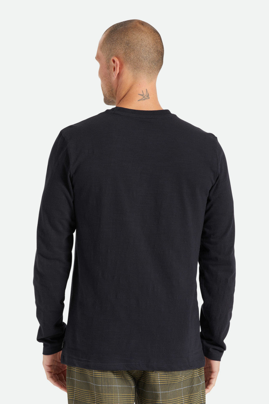 Tops Brixton Basic Slub L/S Pocket Hombre Negras | 074198YGV