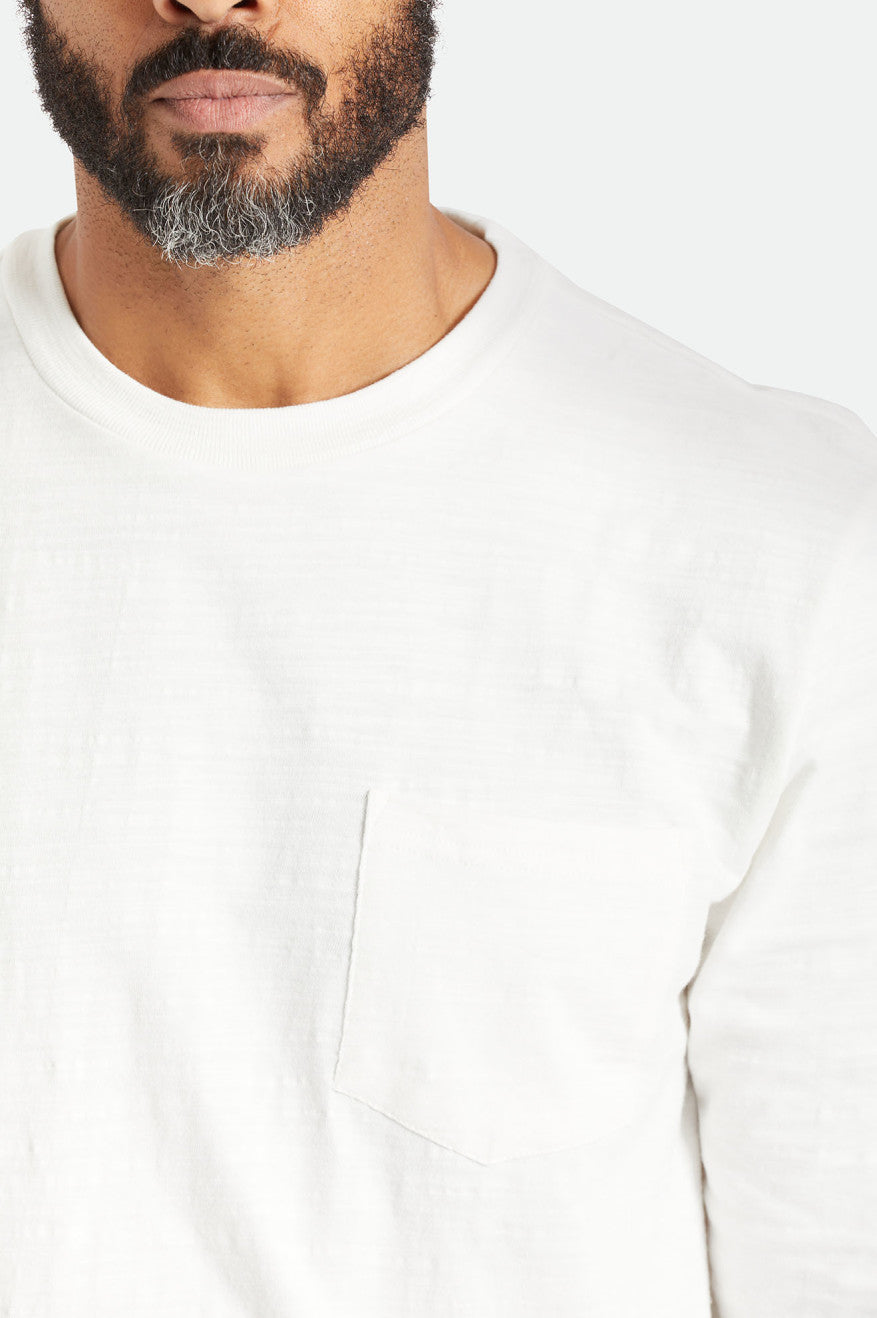 Tops Brixton Basic Slub L/S Pocket Hombre Blancas | 931245LXV