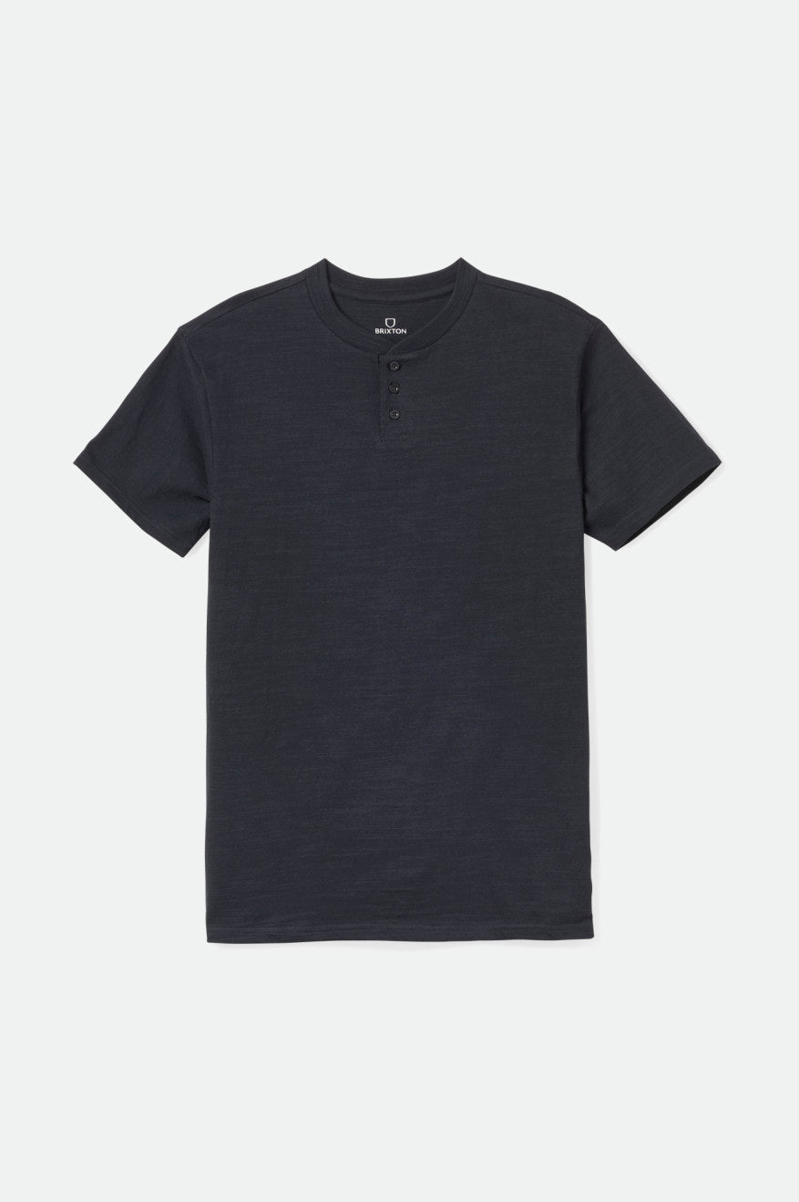 Tops Brixton Basic Slub S/S Henley Hombre Negras | 428607RDA