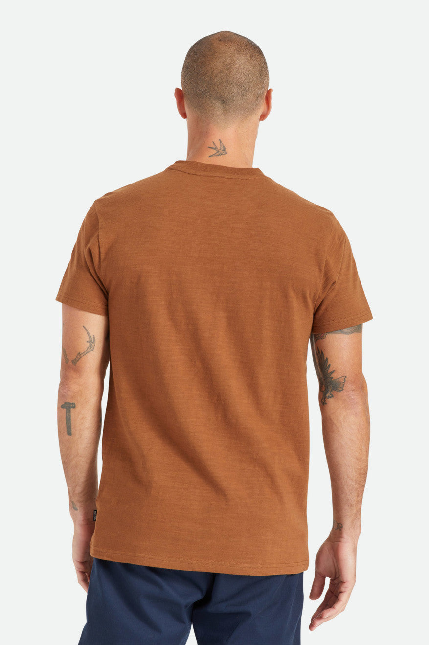 Tops Brixton Basic Slub S/S Henley Hombre Marrones | 934862EGH