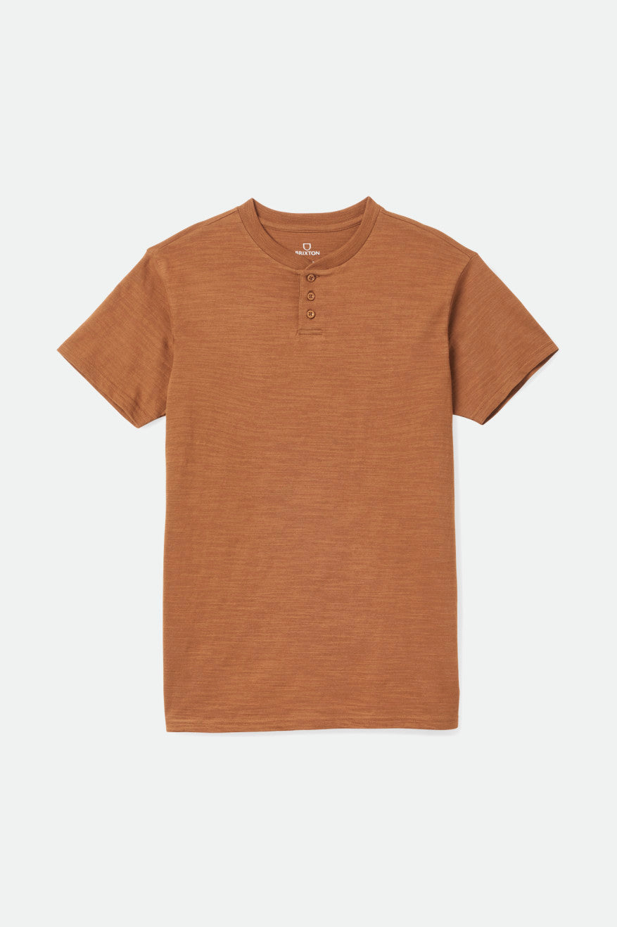 Tops Brixton Basic Slub S/S Henley Hombre Marrones | 934862EGH