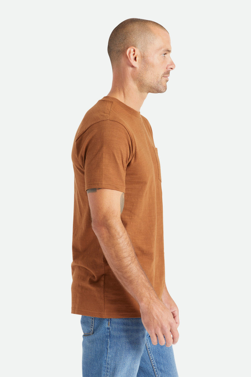 Tops Brixton Basic Slub S/S Pocket Hombre Marrones | 153628QXW