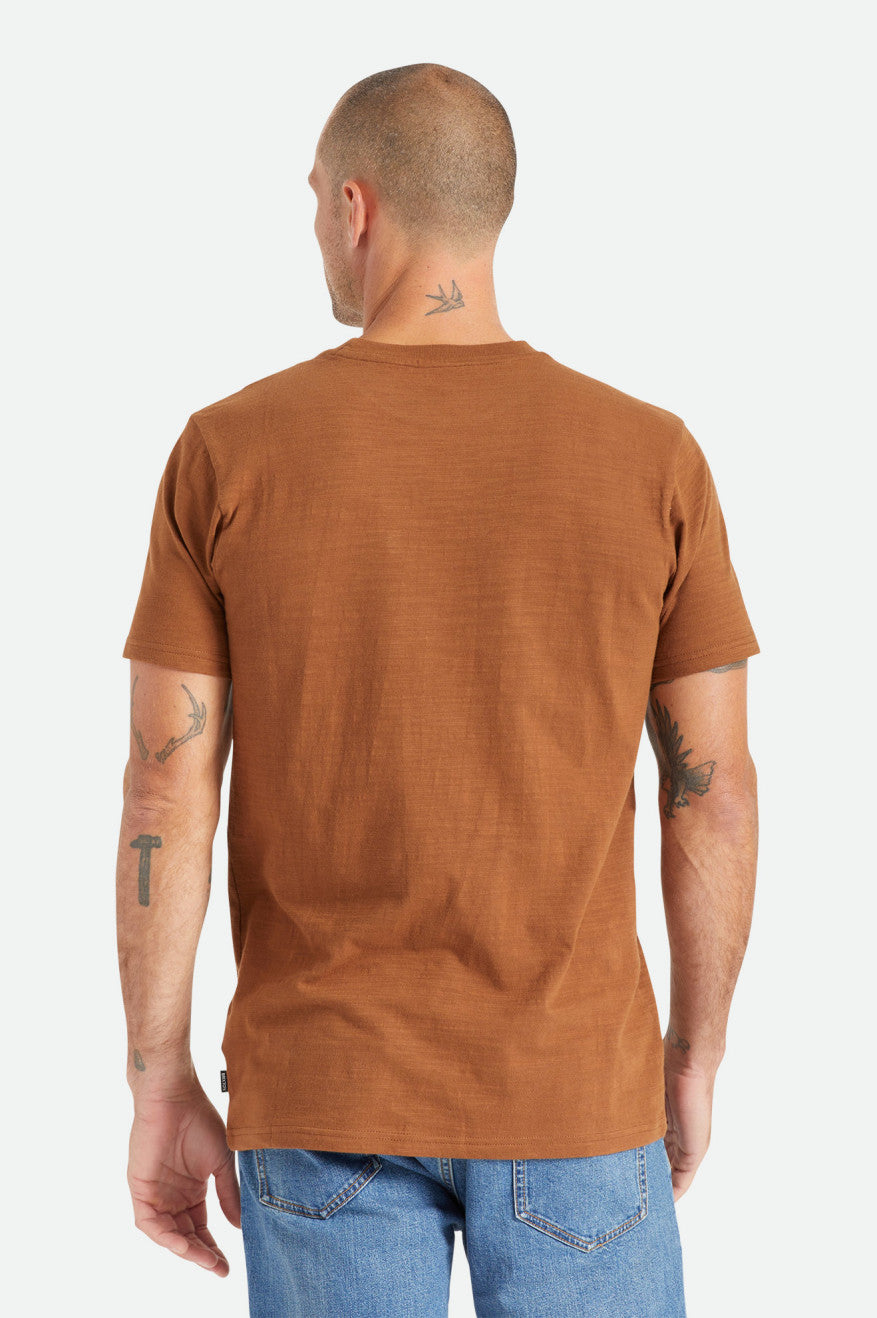 Tops Brixton Basic Slub S/S Pocket Hombre Marrones | 153628QXW