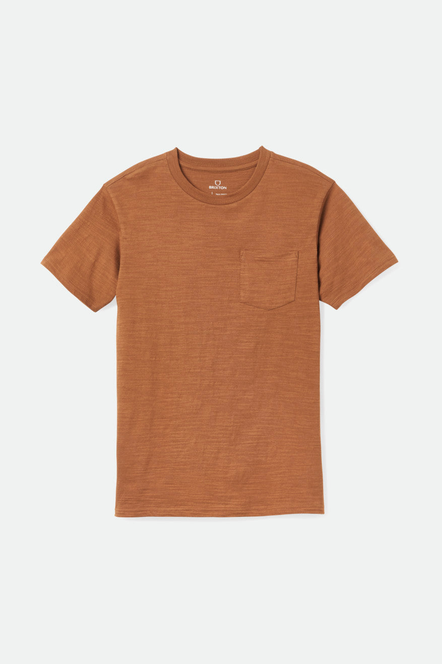 Tops Brixton Basic Slub S/S Pocket Hombre Marrones | 153628QXW