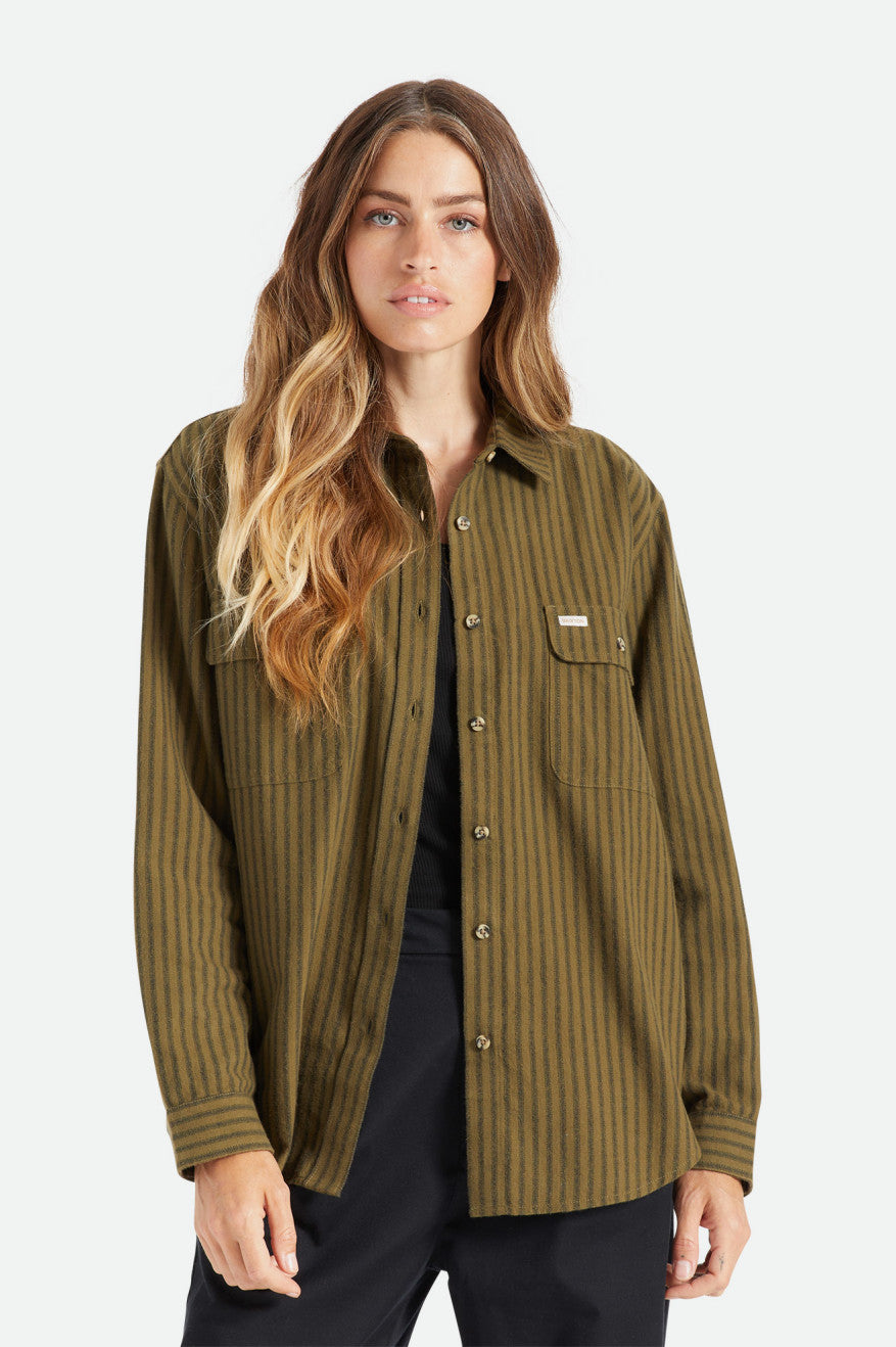 Tops Brixton Bowery Boyfriend L/S Mujer Verde Oliva | 104567UVD