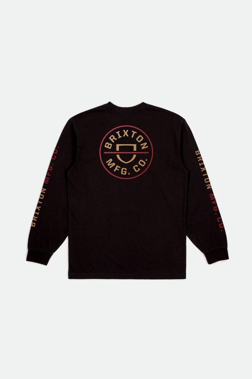 Tops Brixton Crest L/S Standard Hombre Negras Rojas Doradas Claro | 723896KRQ