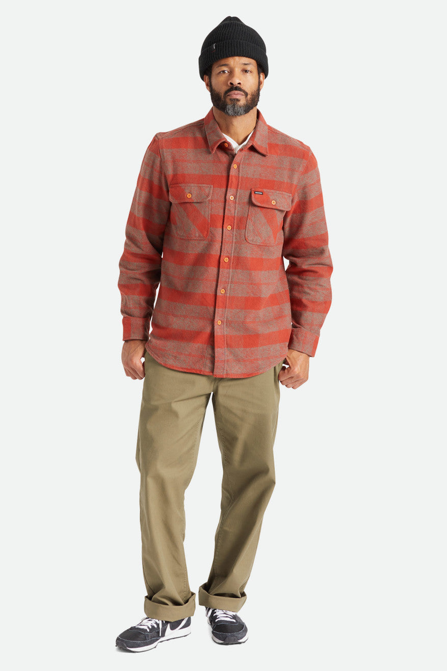 Tops De Franela Brixton Bowery Heavy Weight L/S Hombre Rojas | 142795BUS