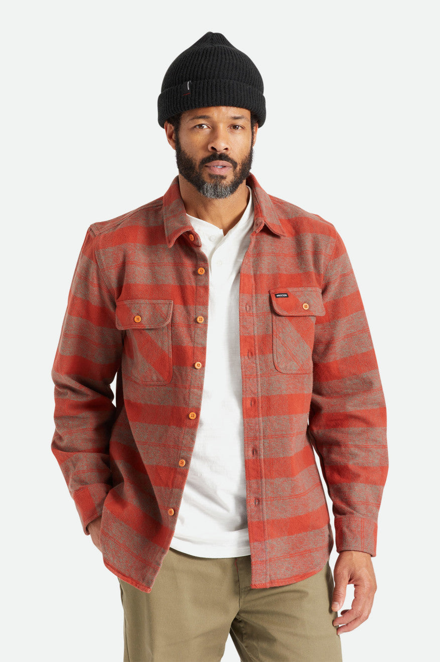 Tops De Franela Brixton Bowery Heavy Weight L/S Hombre Rojas | 142795BUS