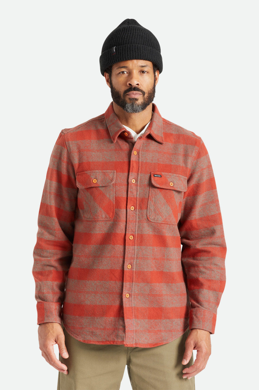 Tops De Franela Brixton Bowery Heavy Weight L/S Hombre Rojas | 142795BUS