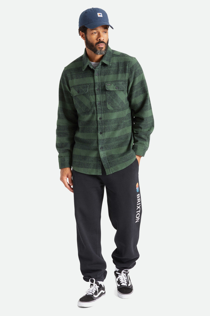 Tops De Franela Brixton Bowery Heavy Weight L/S Hombre Verde | 321786GYH