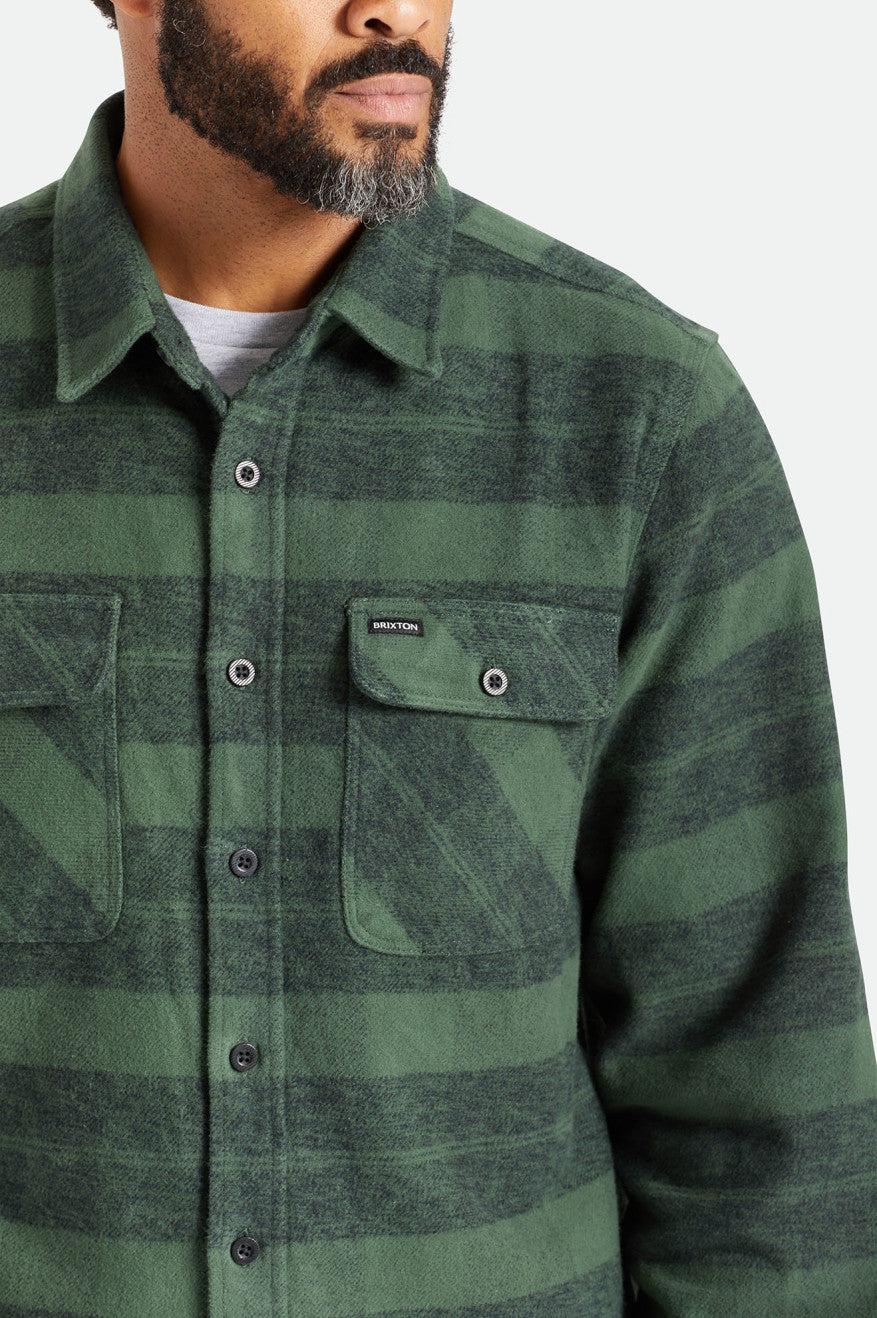 Tops De Franela Brixton Bowery Heavy Weight L/S Hombre Verde | 321786GYH