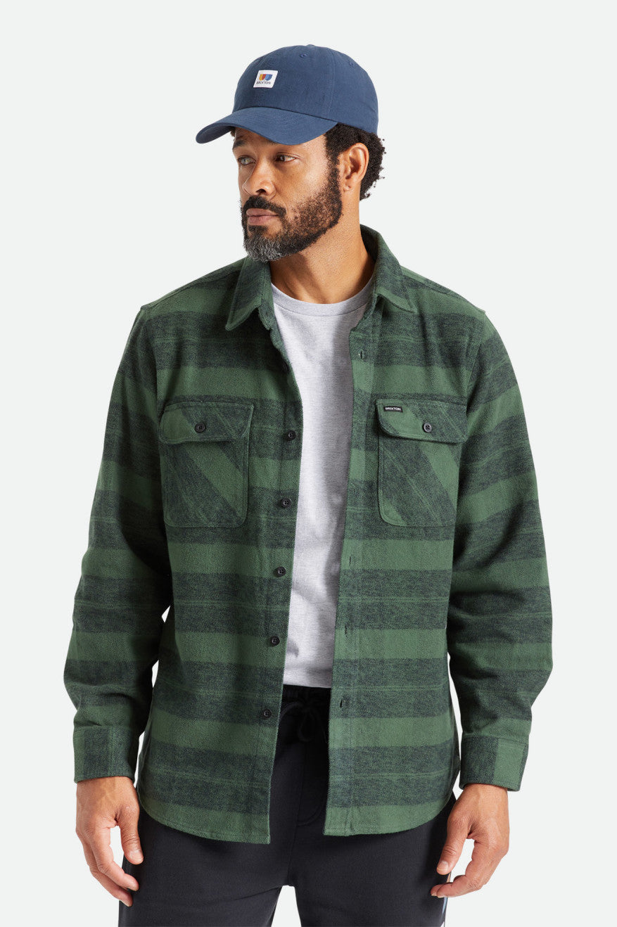 Tops De Franela Brixton Bowery Heavy Weight L/S Hombre Verde | 321786GYH