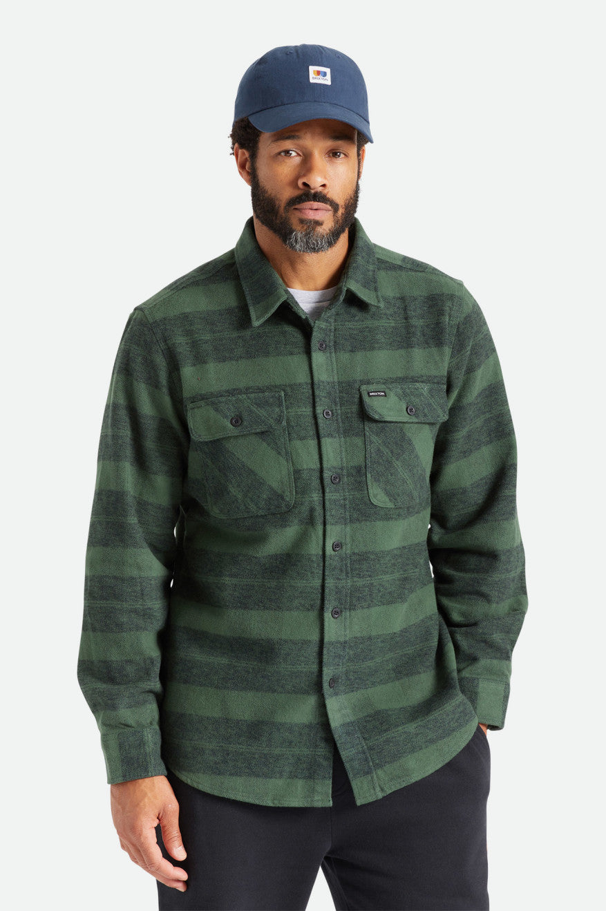 Tops De Franela Brixton Bowery Heavy Weight L/S Hombre Verde | 321786GYH