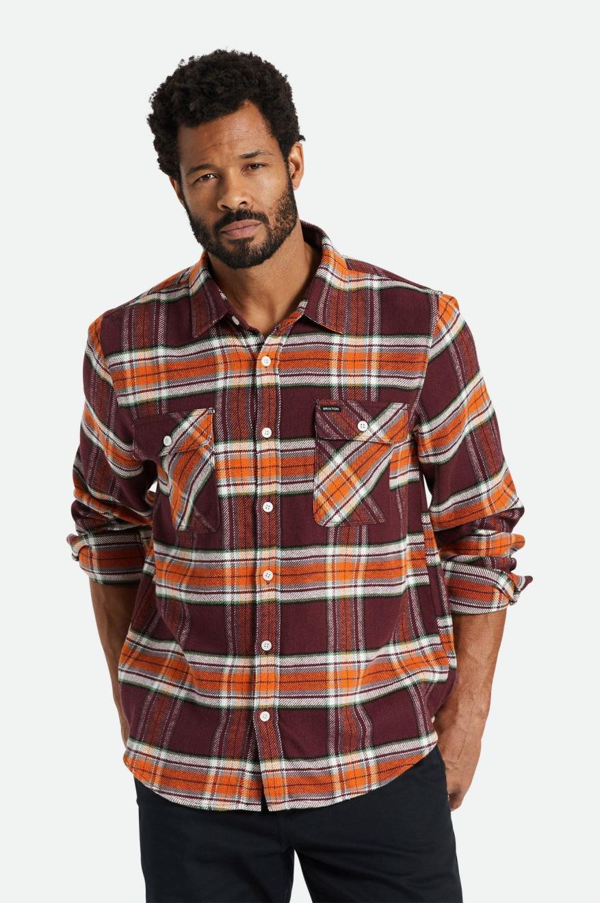 Tops De Franela Brixton Bowery L/S Hombre Naranjas | 296107LVM