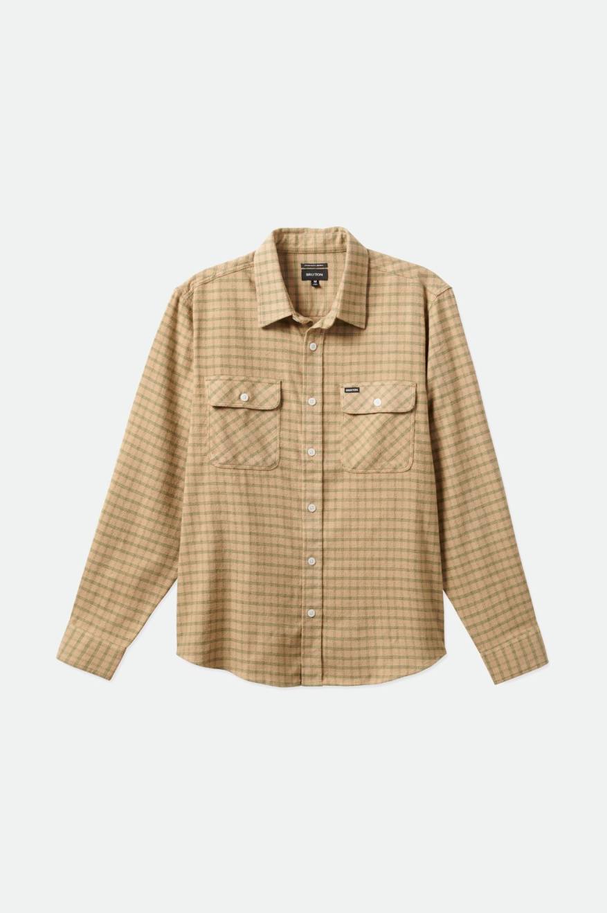 Tops De Franela Brixton Bowery Stretch L/S Utility Hombre Beige Verde Oliva | 172048TBS