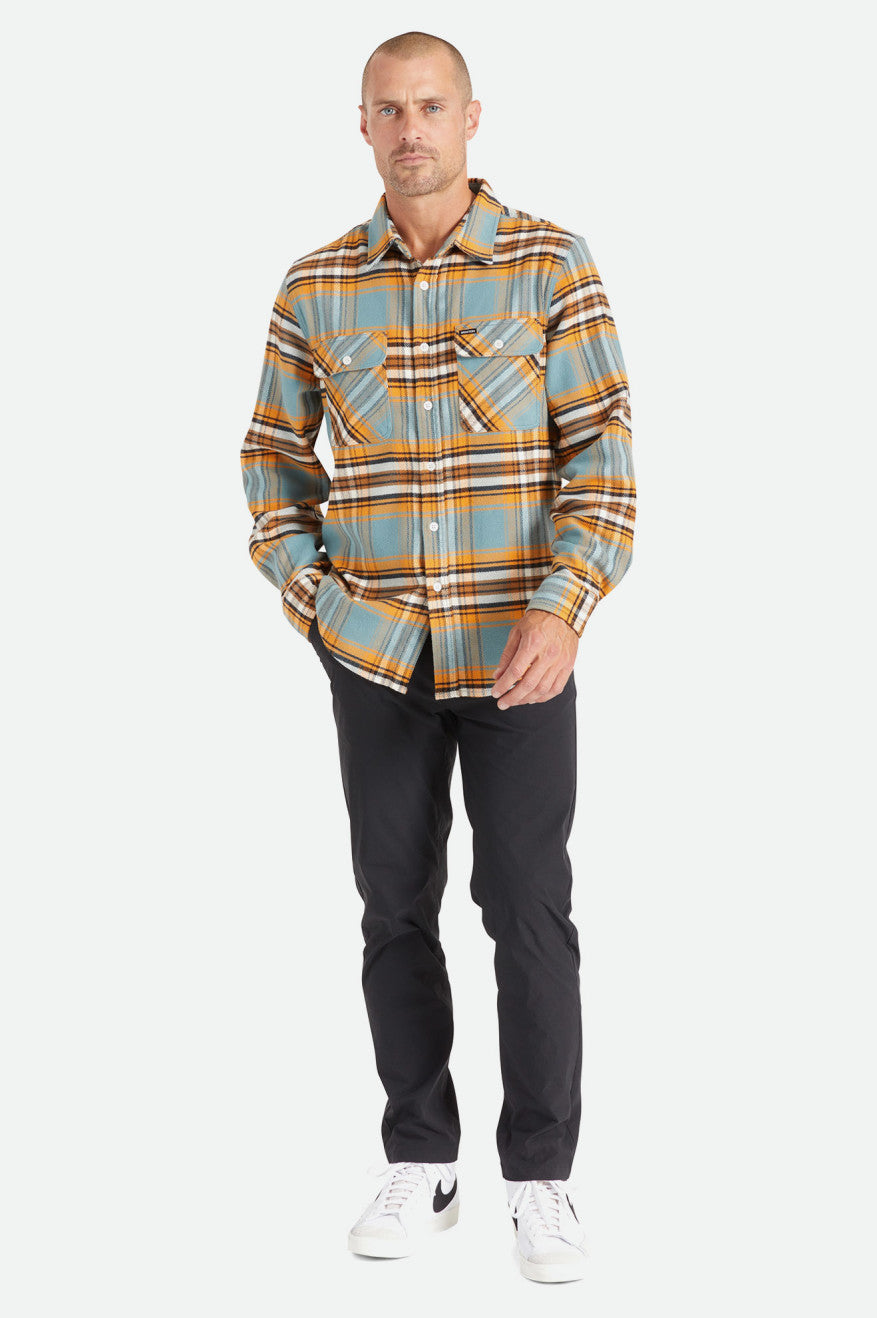 Tops De Franela Brixton Bowery Stretch L/S Utility Hombre Naranjas Blancas | 671284SOL