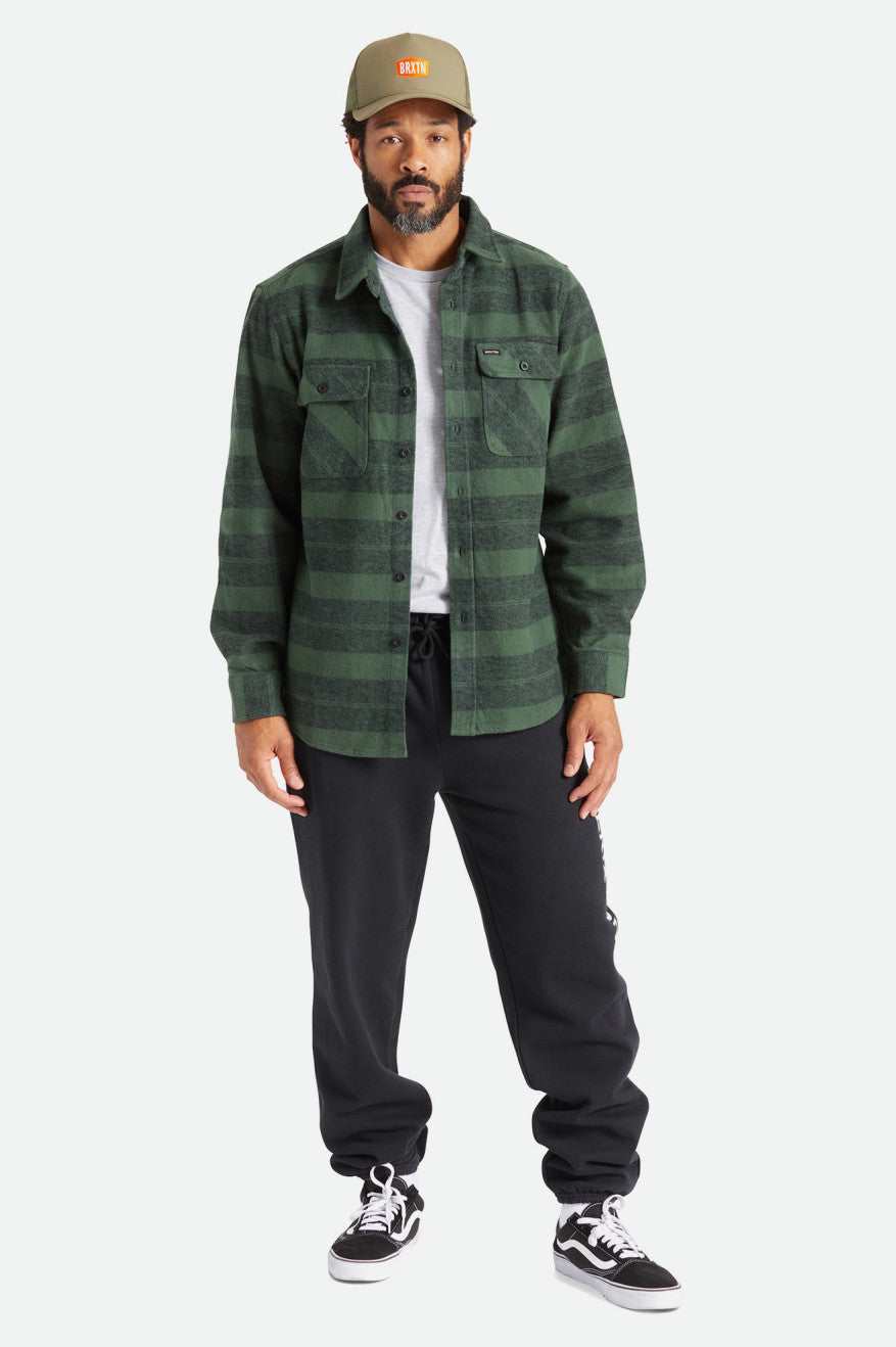 Tops Tejidos Brixton Bowery Heavy Weight L/S Hombre Verde | 281490OJG