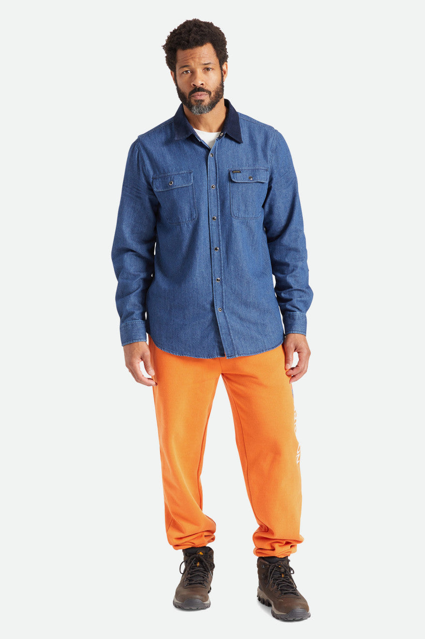 Tops Tejidos Brixton Bowery Reserve L/S Woven Hombre Azules | 574628PDB