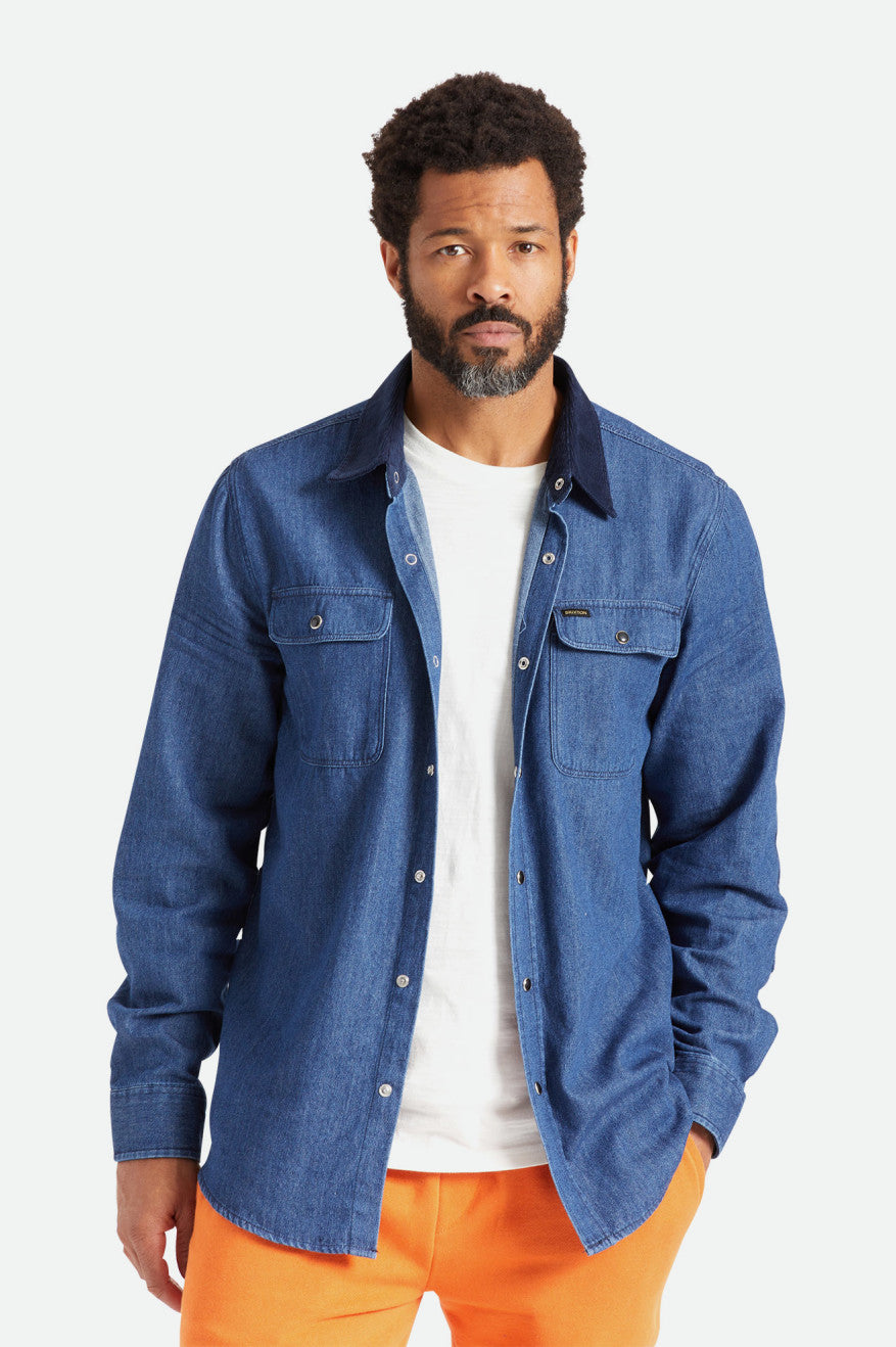 Tops Tejidos Brixton Bowery Reserve L/S Woven Hombre Azules | 574628PDB