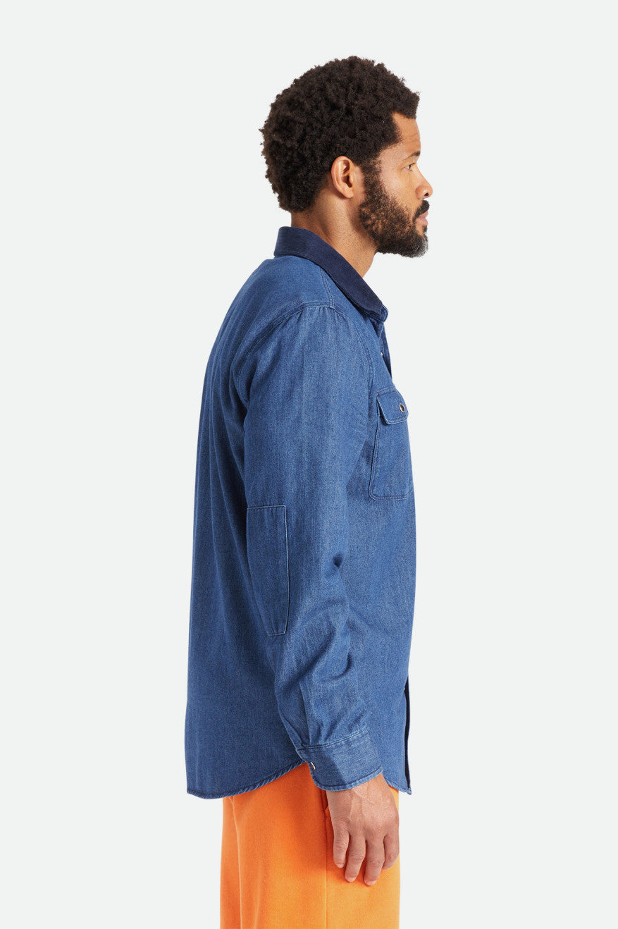 Tops Tejidos Brixton Bowery Reserve L/S Woven Hombre Azules | 574628PDB