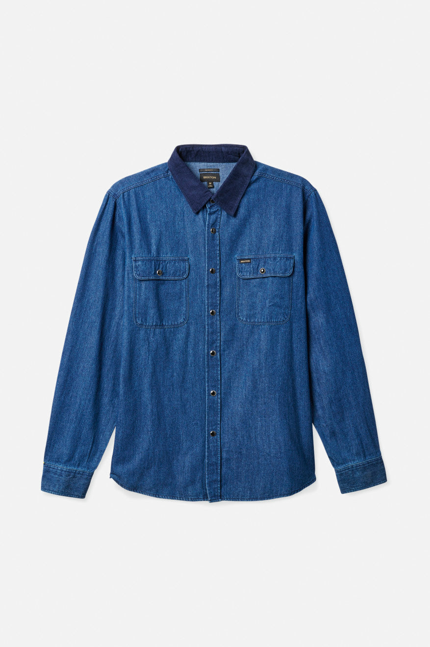 Tops Tejidos Brixton Bowery Reserve L/S Woven Hombre Azules | 574628PDB