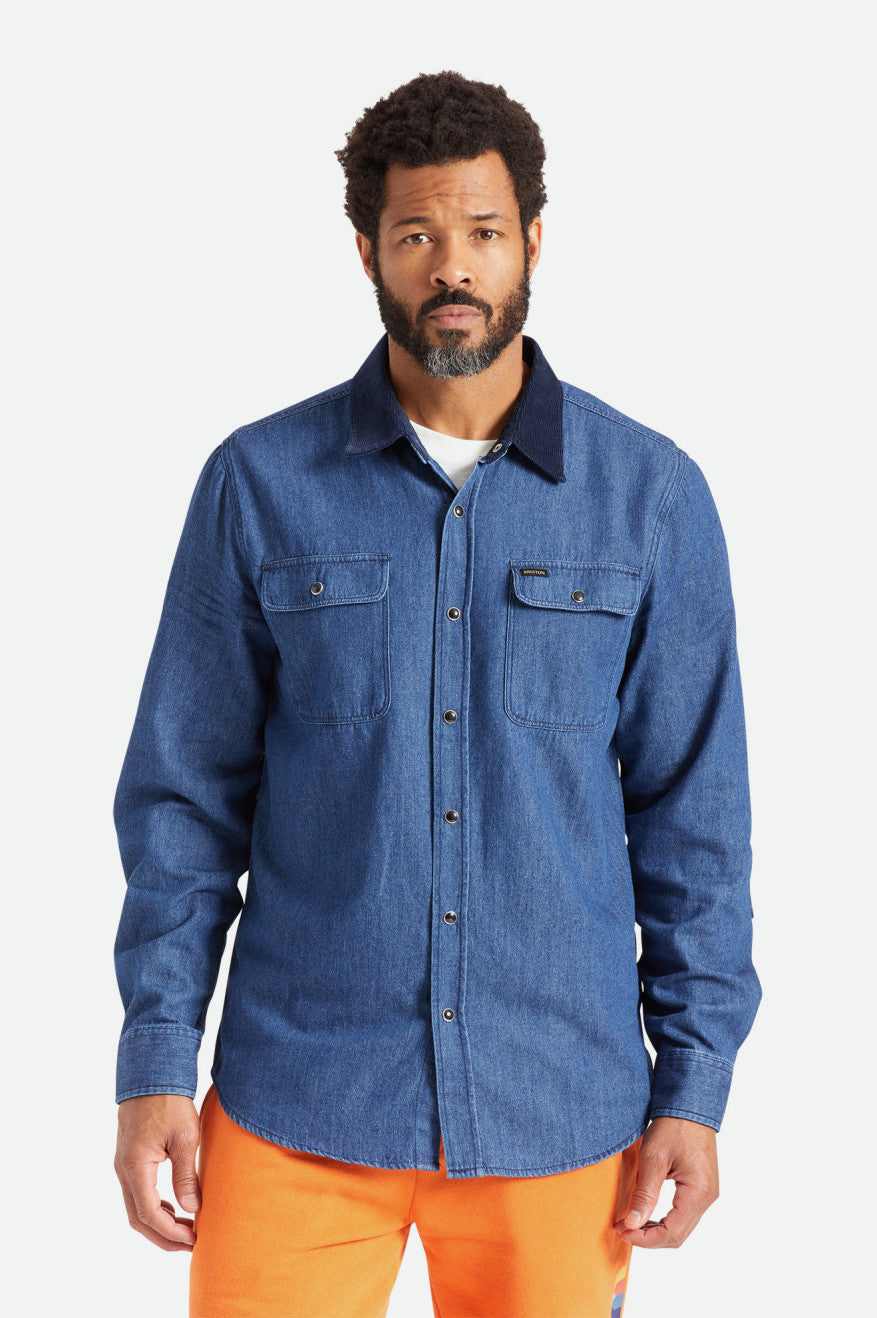 Tops Tejidos Brixton Bowery Reserve L/S Woven Hombre Azules | 574628PDB