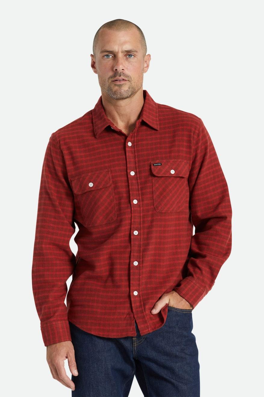 Tops Tejidos Brixton Bowery Stretch L/S Utility Hombre Rojas | 902568UHX