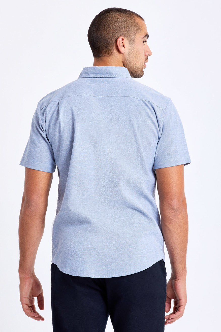 Tops Tejidos Brixton Charter Oxford S/S Hombre Azules Claro | 596780OCB