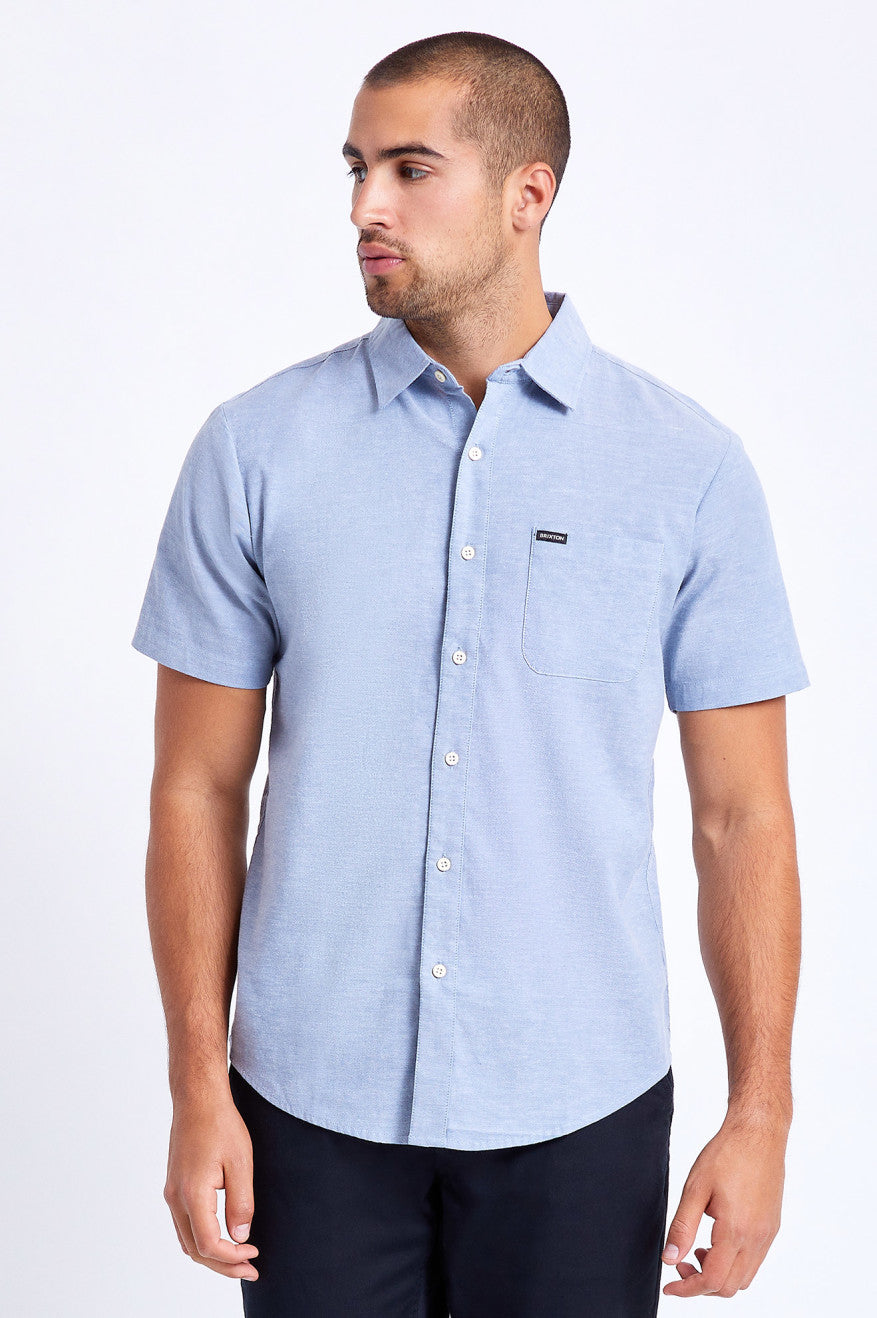 Tops Tejidos Brixton Charter Oxford S/S Hombre Azules Claro | 596780OCB