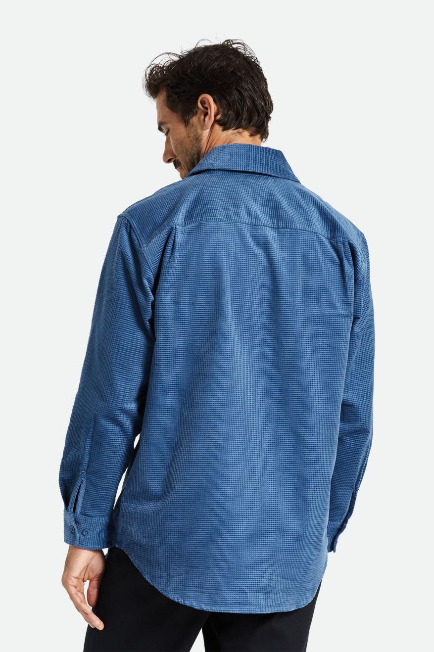 Tops Tejidos Brixton Porter L/S Waffle Corduroy Hombre Azules | 215937GQE