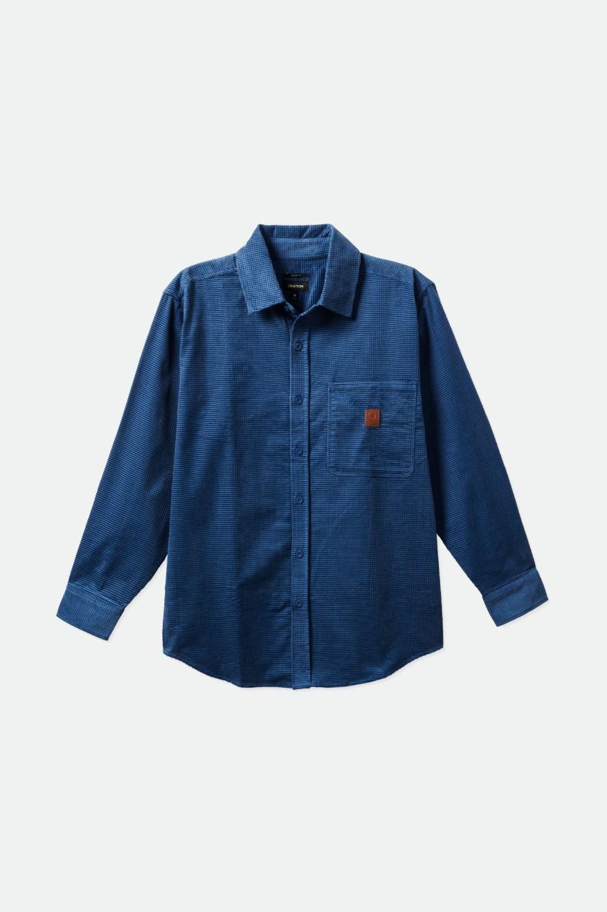 Tops Tejidos Brixton Porter L/S Waffle Corduroy Hombre Azules | 215937GQE