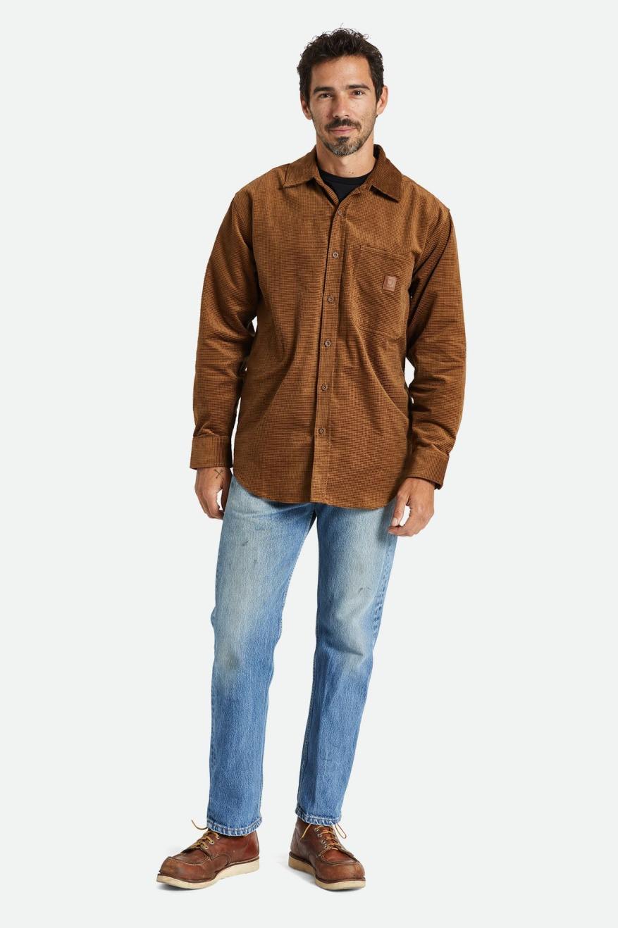 Tops Tejidos Brixton Porter L/S Waffle Corduroy Hombre Marrones | 625910XPC