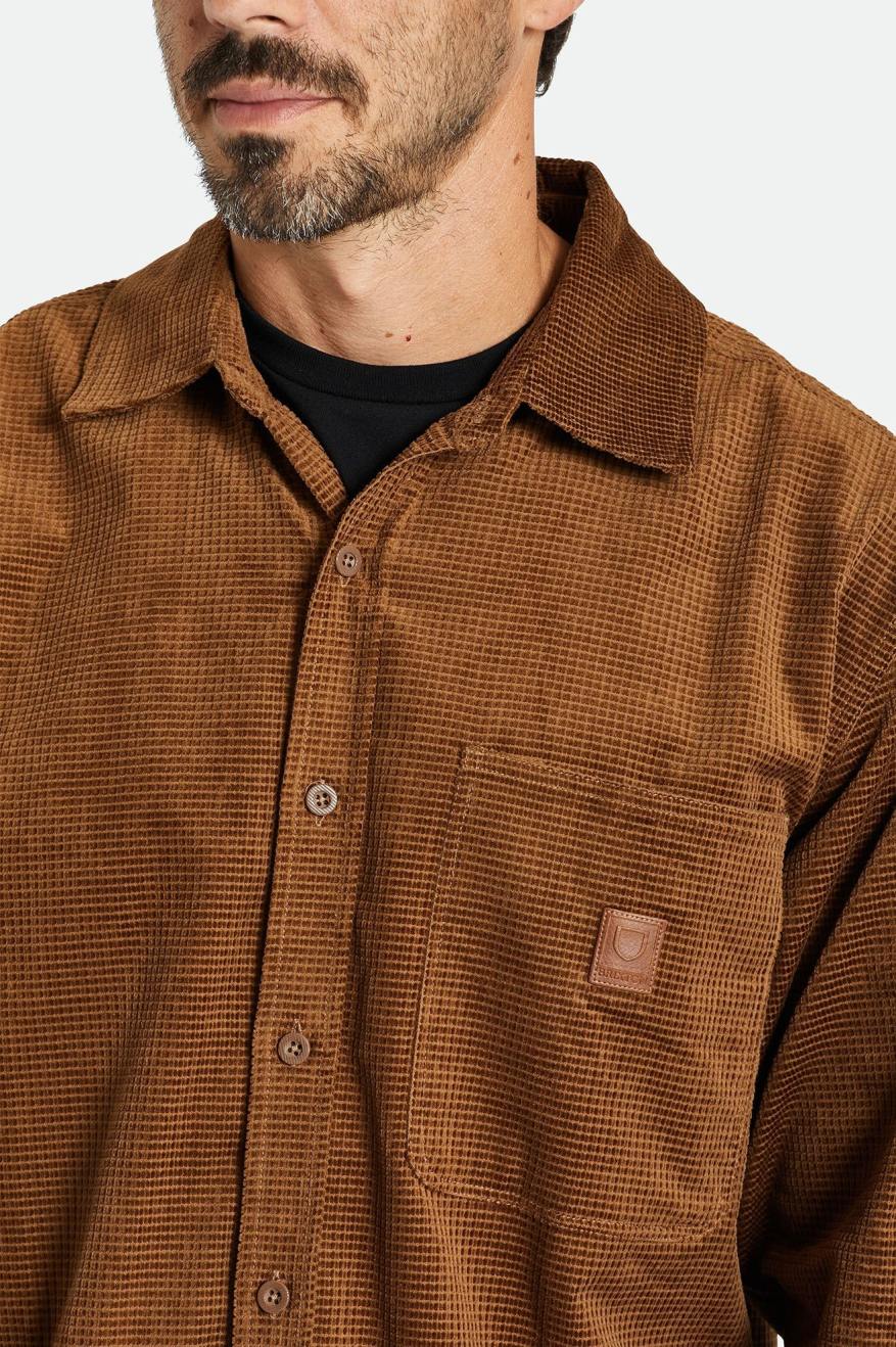 Tops Tejidos Brixton Porter L/S Waffle Corduroy Hombre Marrones | 625910XPC