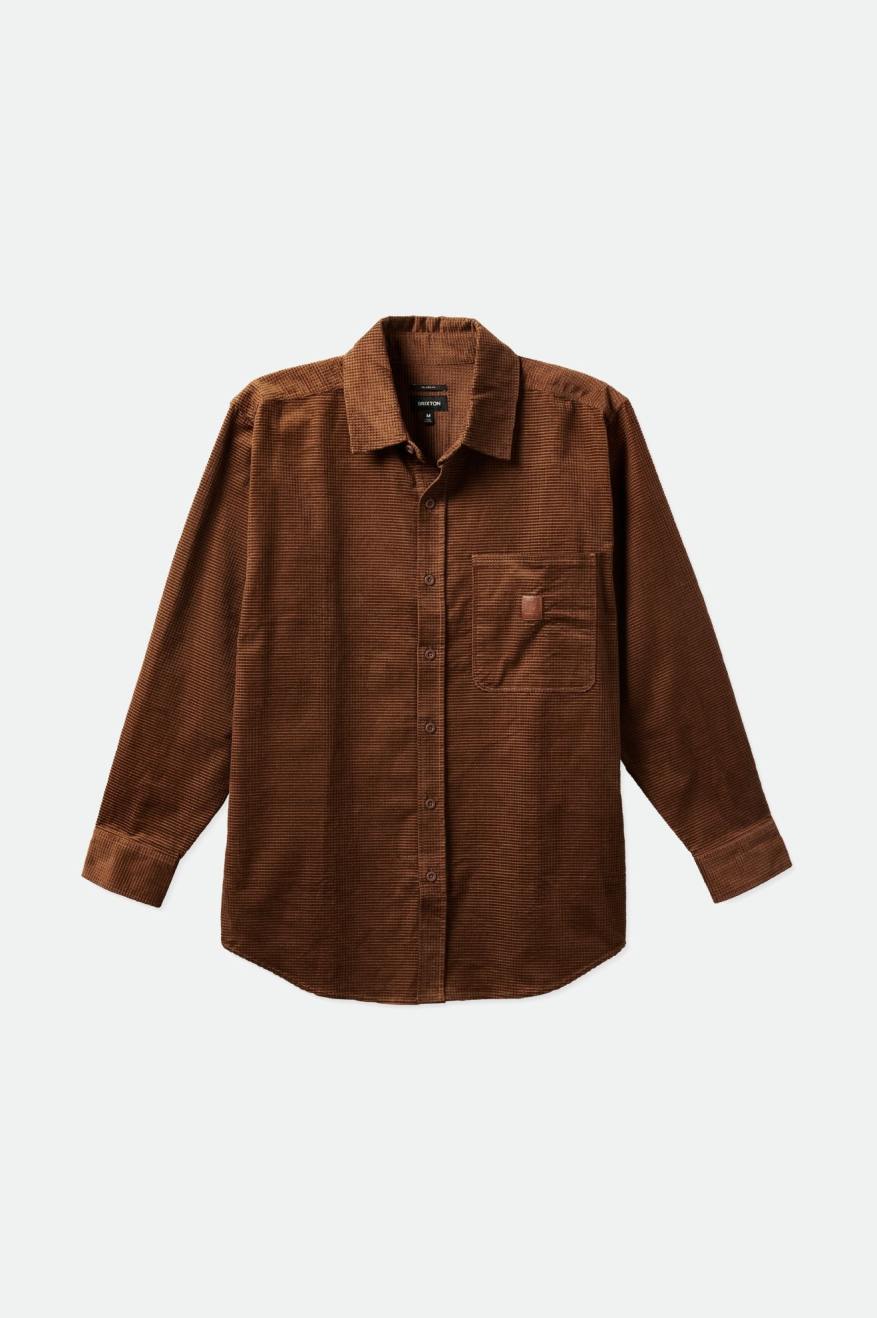 Tops Tejidos Brixton Porter L/S Waffle Corduroy Hombre Marrones | 625910XPC