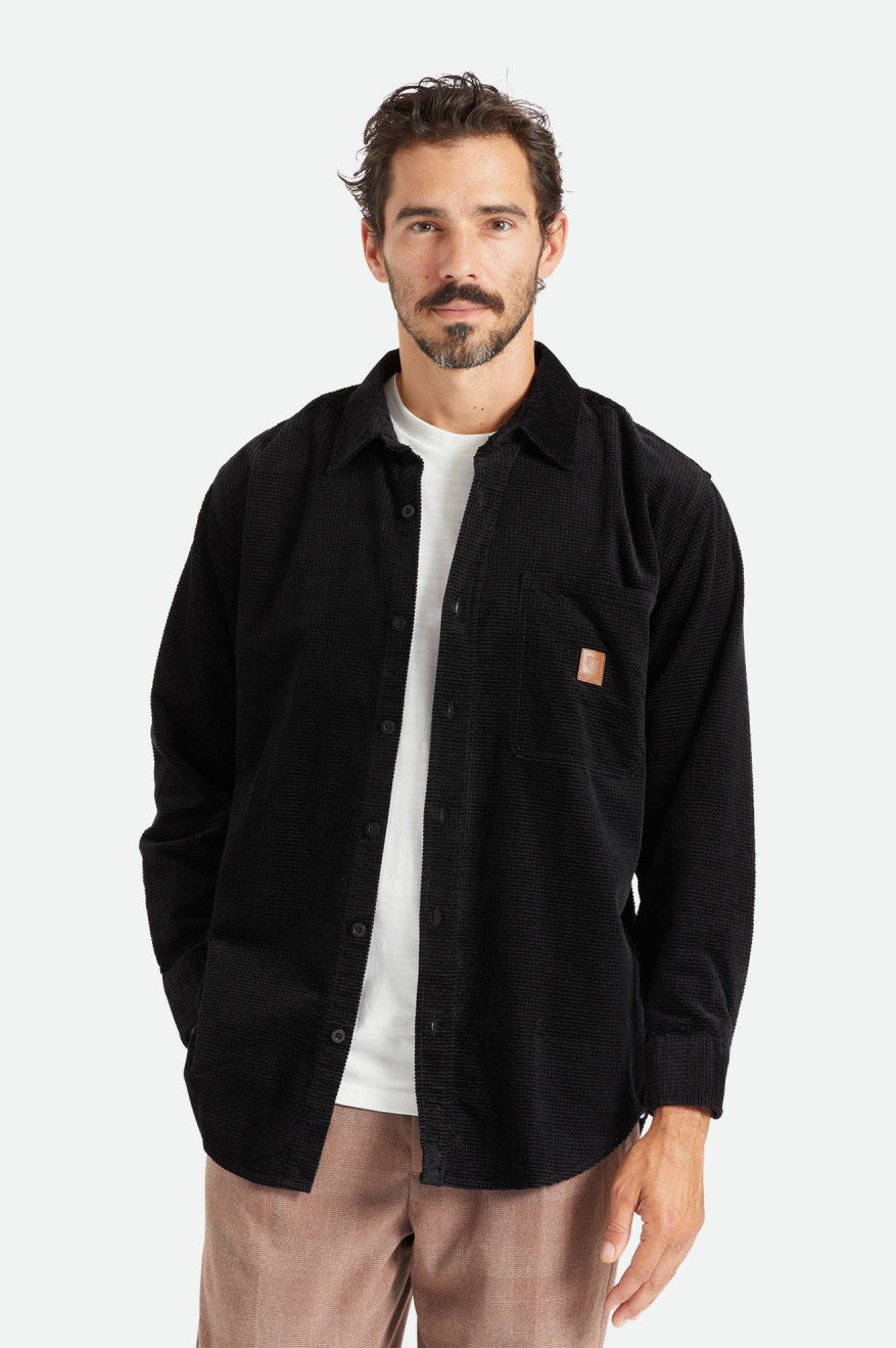 Tops Tejidos Brixton Porter L/S Waffle Corduroy Hombre Negras | 643091XOC