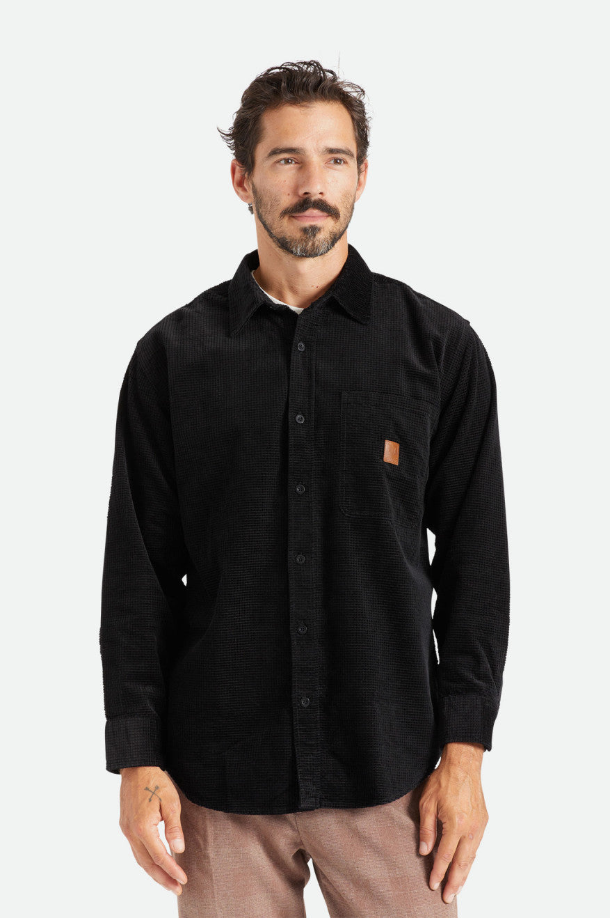 Tops Tejidos Brixton Porter L/S Waffle Corduroy Hombre Negras | 643091XOC