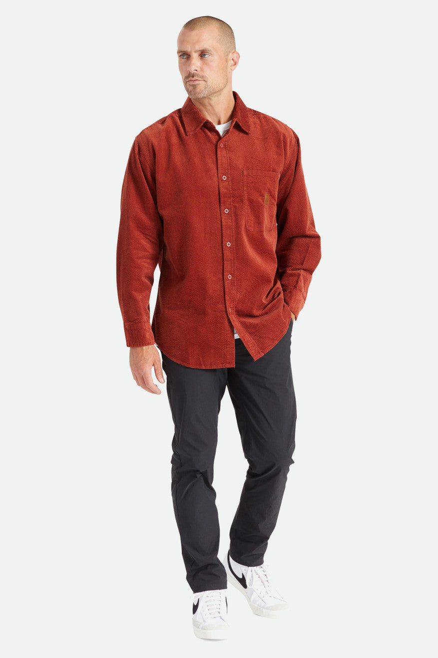 Tops Tejidos Brixton Porter L/S Waffle Corduroy Hombre Rojas | 695371HLV