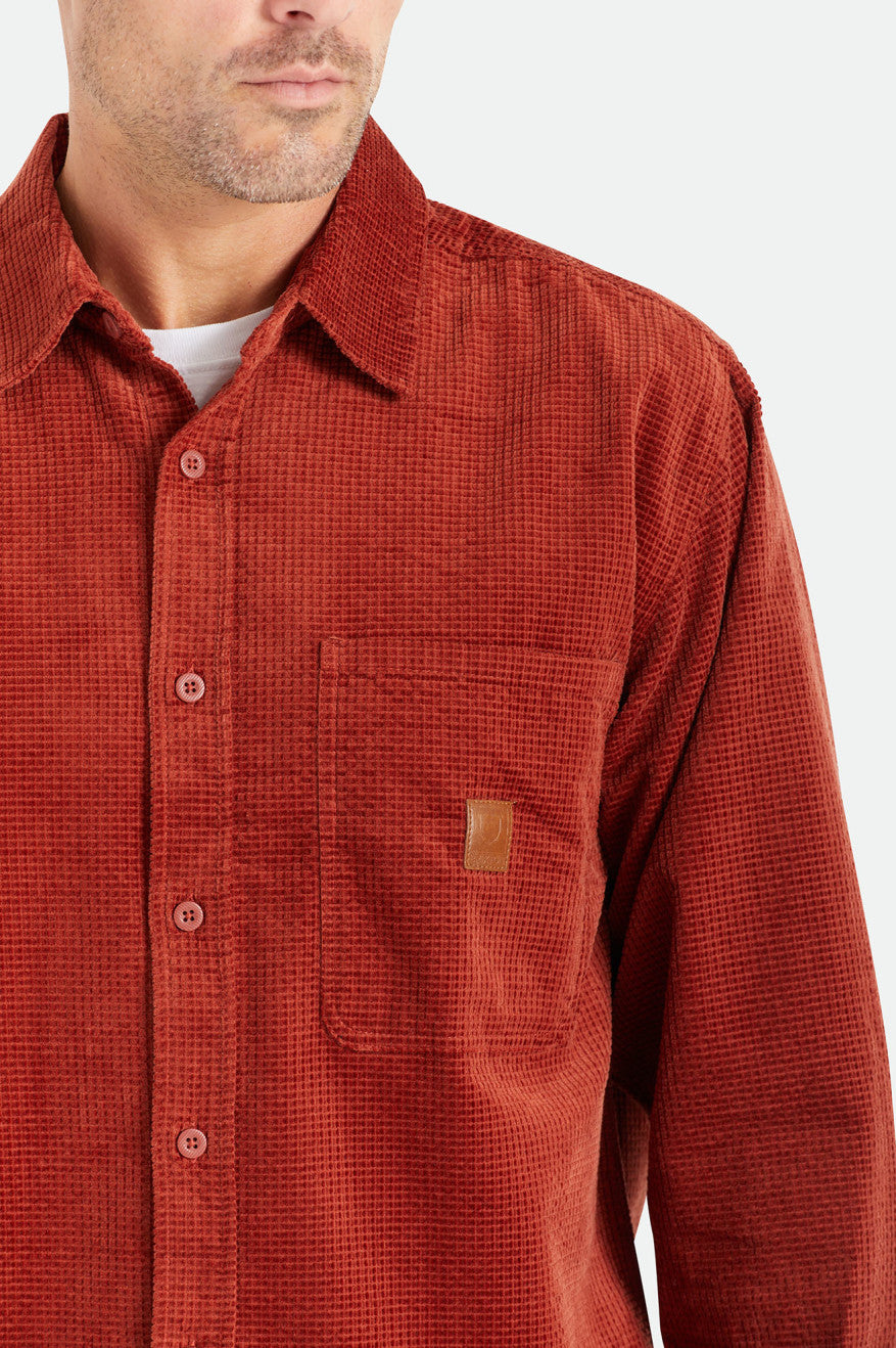 Tops Tejidos Brixton Porter L/S Waffle Corduroy Hombre Rojas | 695371HLV