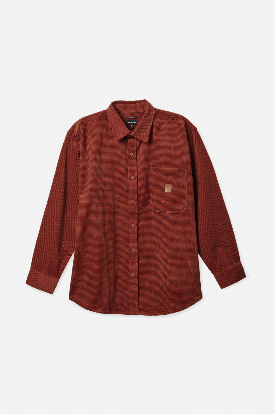 Tops Tejidos Brixton Porter L/S Waffle Corduroy Hombre Rojas | 695371HLV