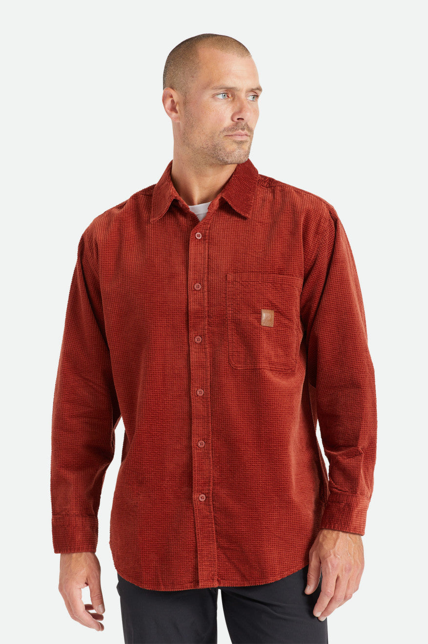 Tops Tejidos Brixton Porter L/S Waffle Corduroy Hombre Rojas | 695371HLV