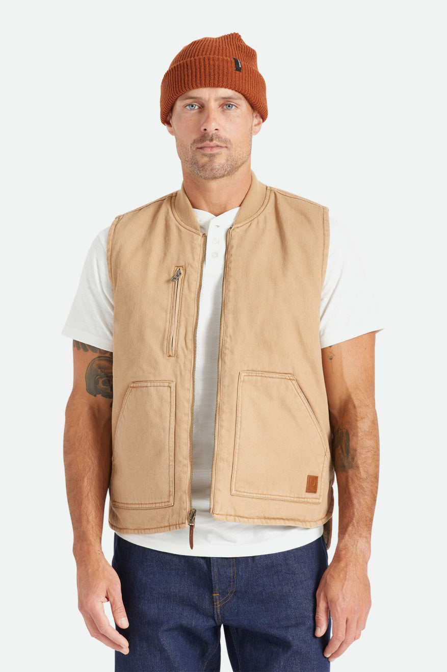 Chaquetas Brixton Abraham Reversible Vest Hombre Beige | 518943YCS