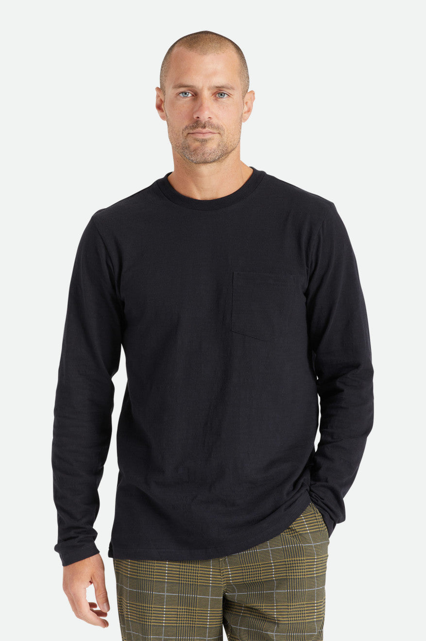 Prendas De Punto Brixton Basic Slub L/S Pocket Hombre Negras | 042368WZR