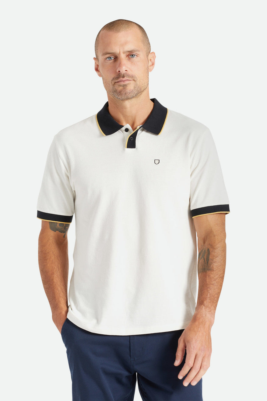 Prendas De Punto Brixton Proper S/S Polo Hombre Blancas Negras | 951064DXU