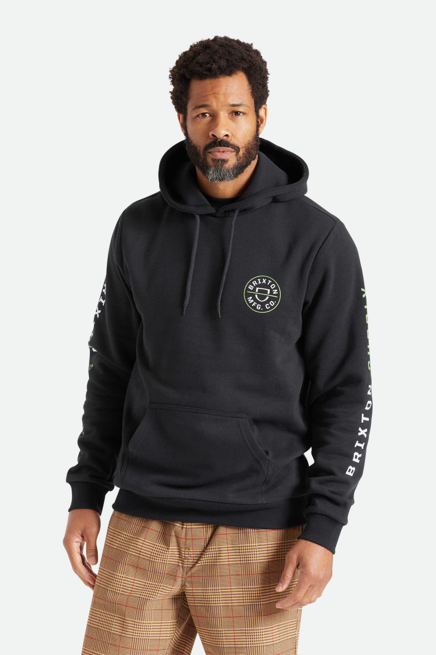 Sudadera Con Capucha Brixton Crest Hombre Negras Verde Blancas | 345672TBQ