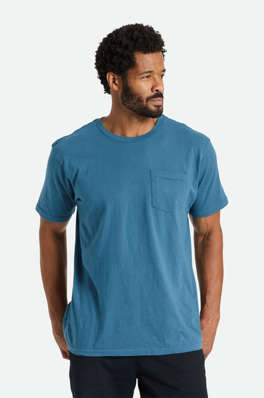 Tops Brixton Basic S/S Pocket Hombre Turquesa | 935406SDX