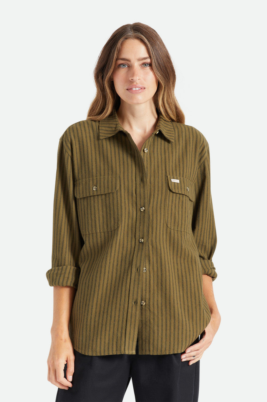 Tops Brixton Bowery Boyfriend L/S Mujer Verde Oliva | 104567UVD