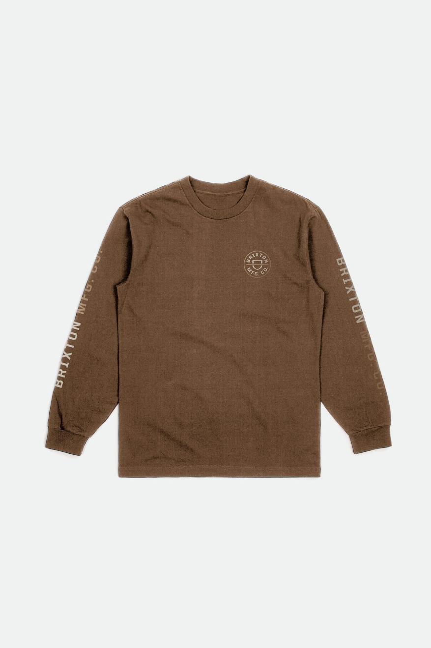 Tops Brixton Crest L/S Standard Hombre Beige | 178290CWH