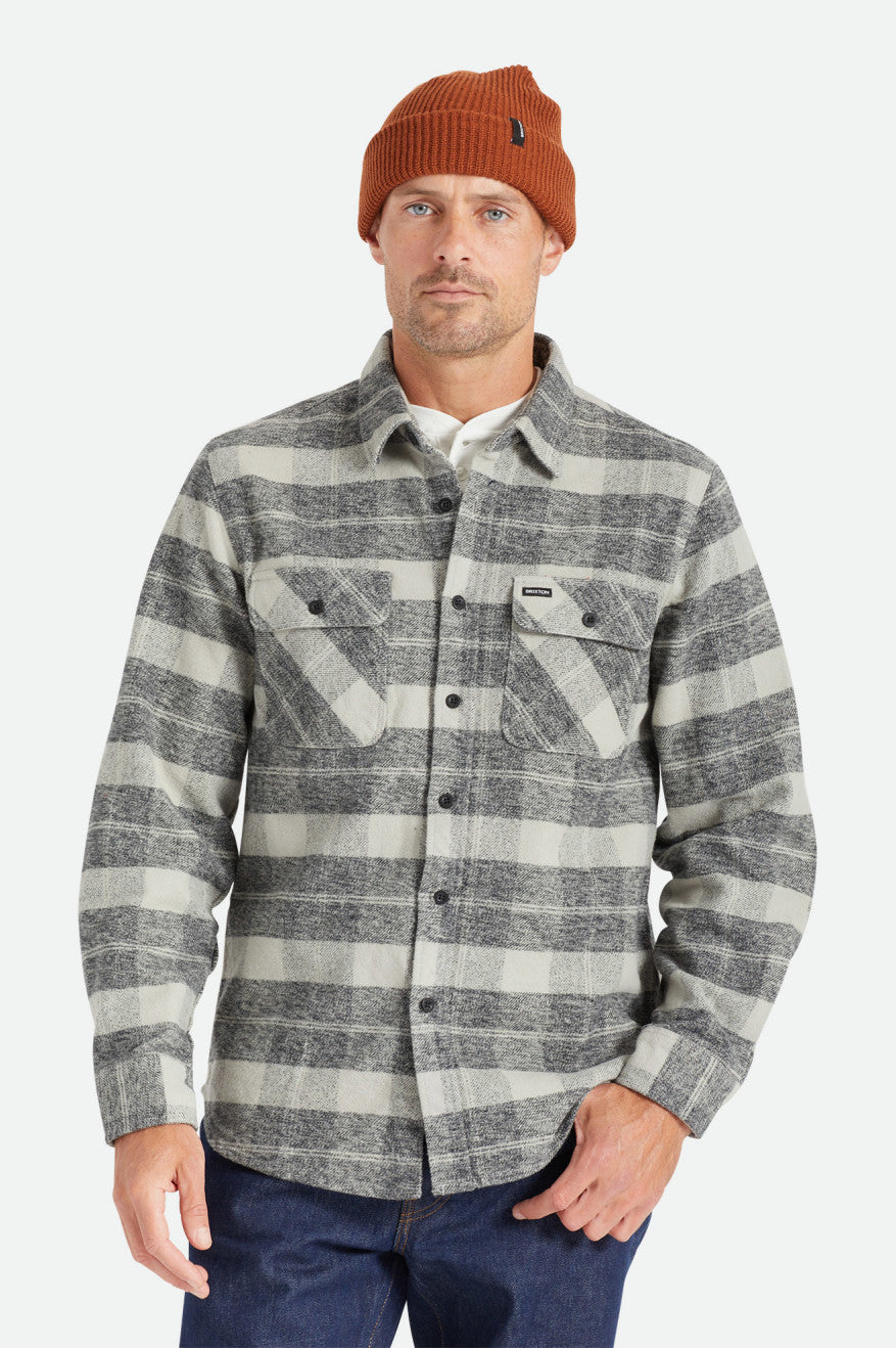 Tops De Franela Brixton Bowery Heavy Weight L/S Hombre Negras Gris | 825601PLM